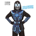 Leuchtender Blau-Schwarzer Elektro Cyber Ninja Mit Sound Kostüm für Jungen