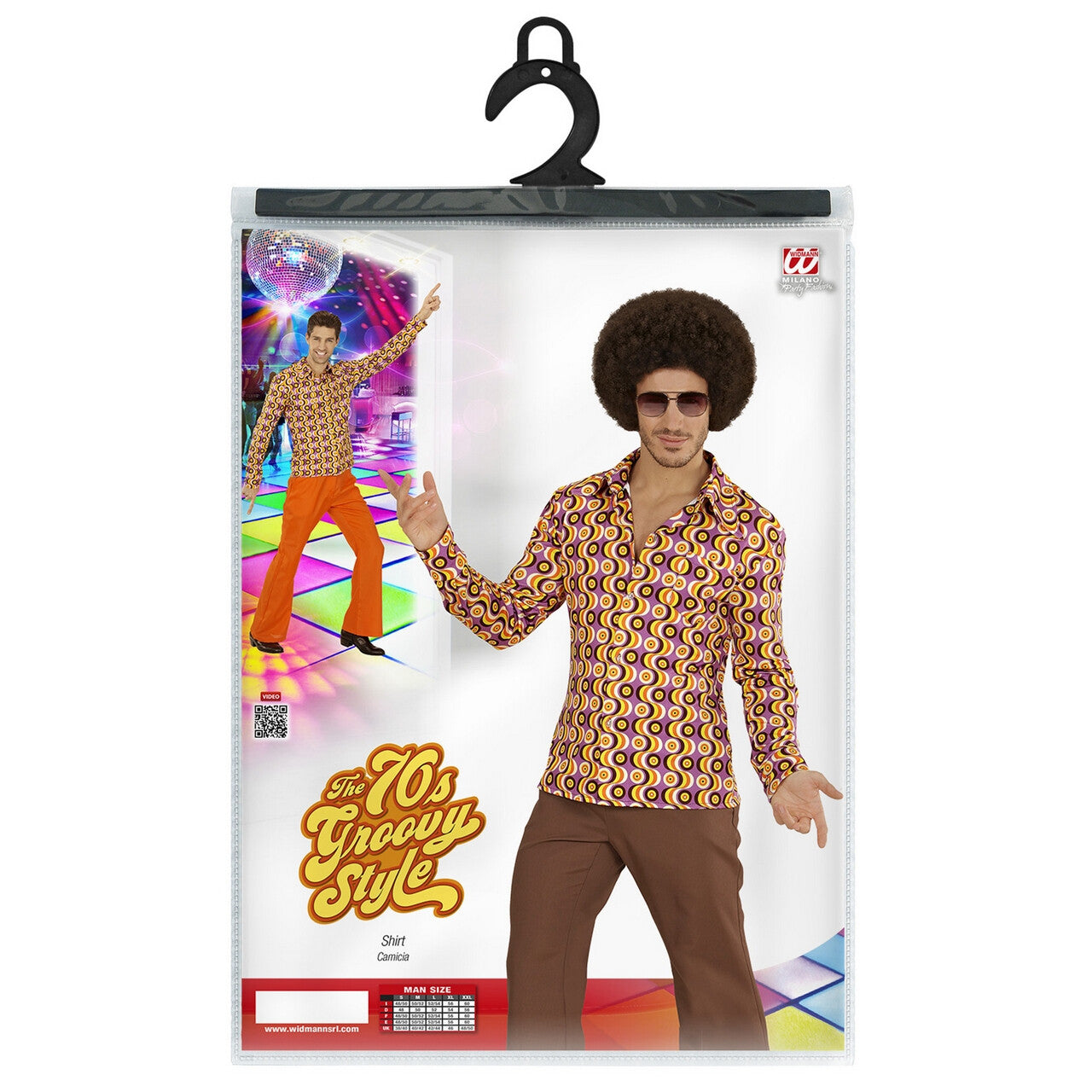 Op deze afbeelding zie je een Kostuums, van het merk Widmann. Groovy Garry 70s Heren Shirt, Lps Man