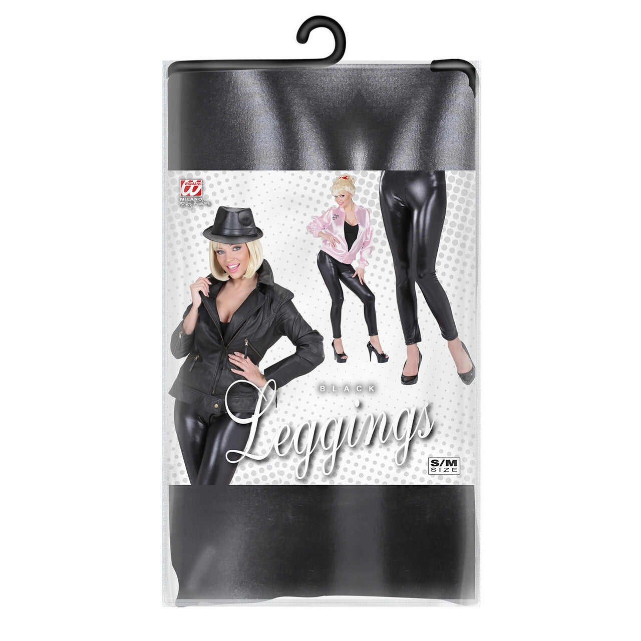 Op deze afbeelding zie je een Kostuums, van het merk Widmann. Glossy Zwarte Legging Vrouw
