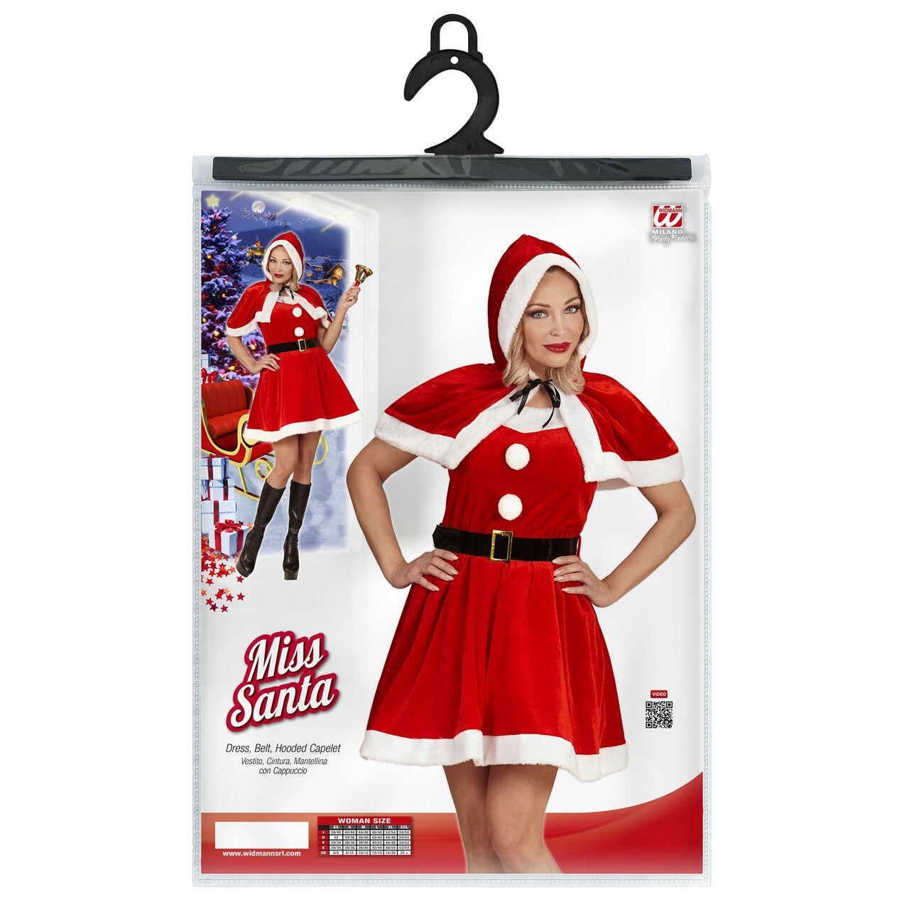 Op deze afbeelding zie je een Kostuums, van het merk Widmann. Miss Santa Evening Kerstjurkje Vrouw