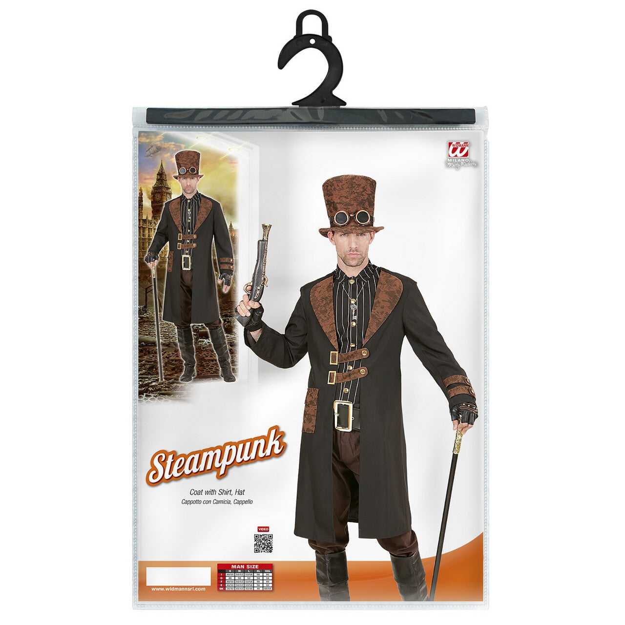 Op deze afbeelding zie je een Kostuums, van het merk Widmann. Techo Wacko Steampunk Man Kostuum