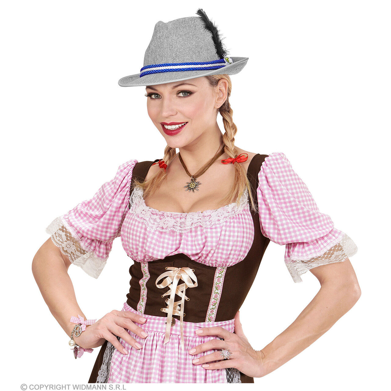 Op deze afbeelding zie je een Accessoires, van het merk Widmann. Bierfeest Fedora Met Edelweiss