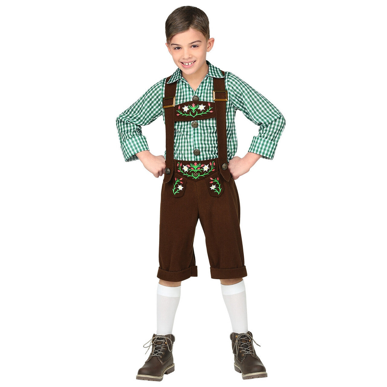 Op deze afbeelding zie je een Kostuums, van het merk Widmann. Bruine Lederhosen Met Shirt Jong Geleerd Bierfeest Jongen Kostuum