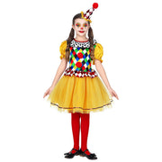 Op deze afbeelding zie je een Kostuums, van het merk Widmann. Jolige Clown Vrolijke Kleuren Meisje Kostuum