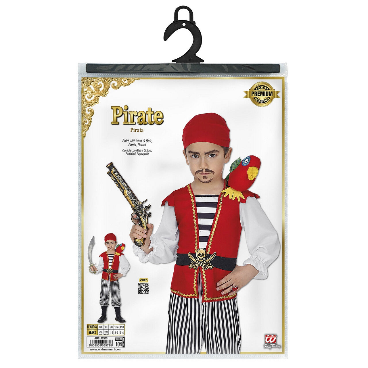 Op deze afbeelding zie je een Kostuums, van het merk Widmann. Piraat Met Papegaai Jongen Kostuum