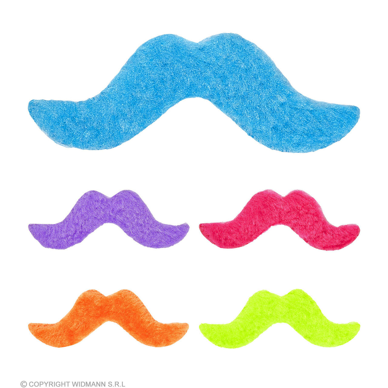 Op deze afbeelding zie je een Accessoires, van het merk Widmann. Set Met 5 Felgekleurde Snorren