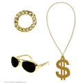 Assi Goldenes Rapper-Set Sonnenbrille, Halskette, Armband