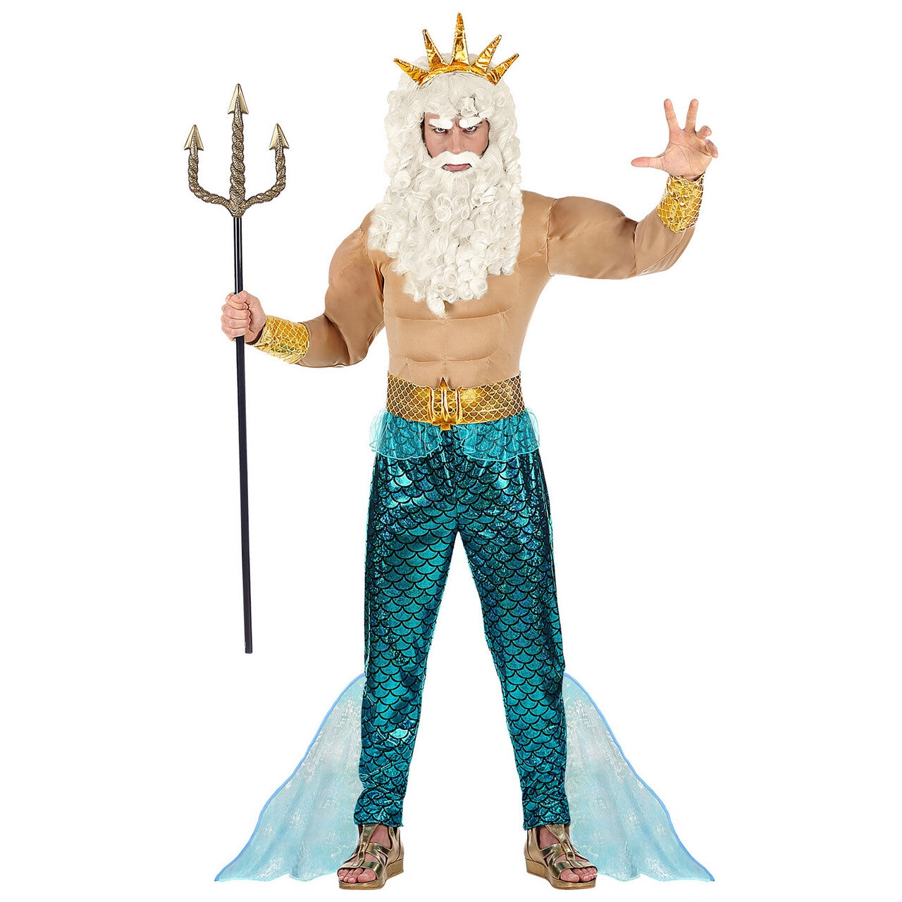 Op deze afbeelding zie je een Kostuums, van het merk Widmann. Poseidon Heerser Van De Middellandse Zee Man Kostuum