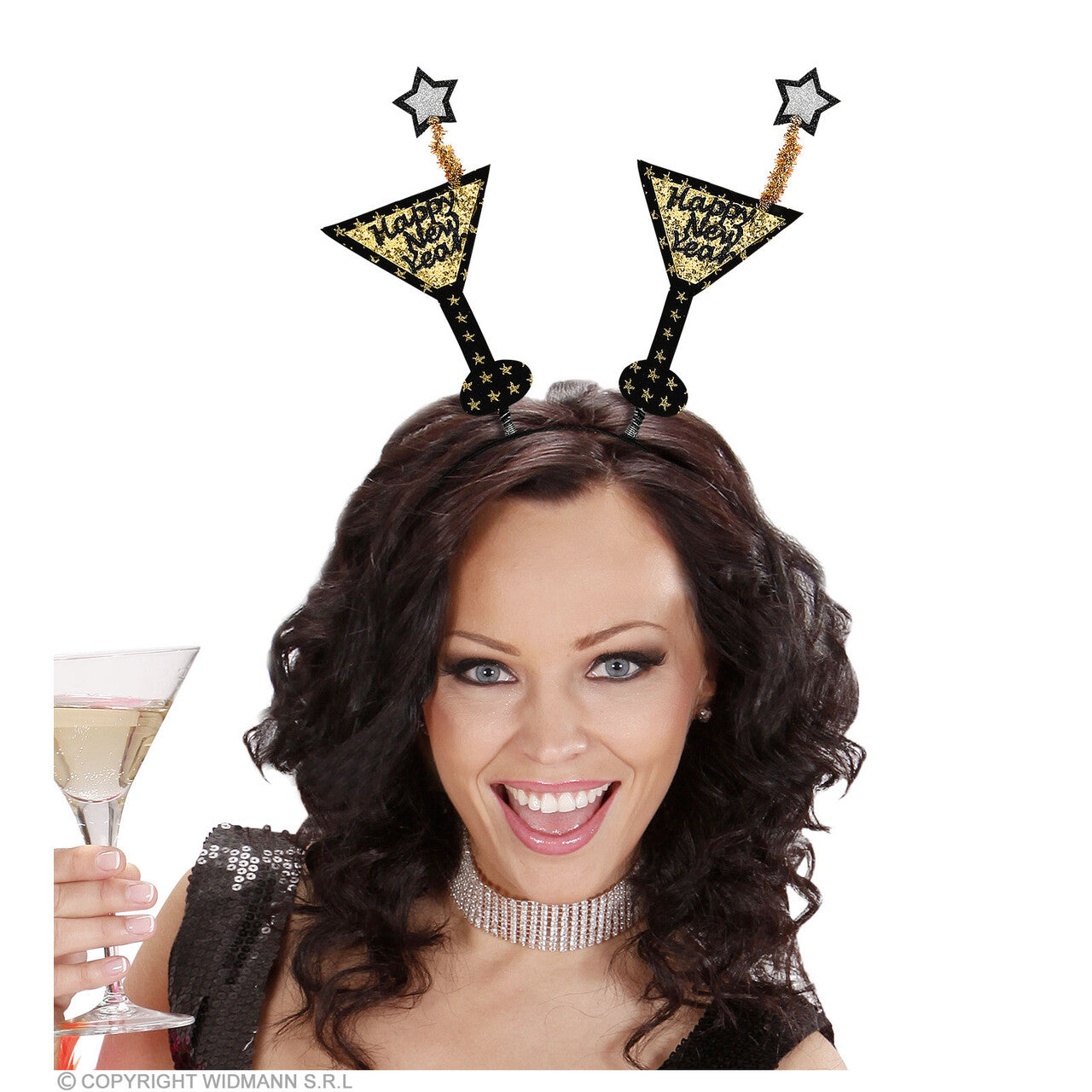 Op deze afbeelding zie je een Accessoires, van het merk Widmann. Happy New Year Bopper Haarband Goud