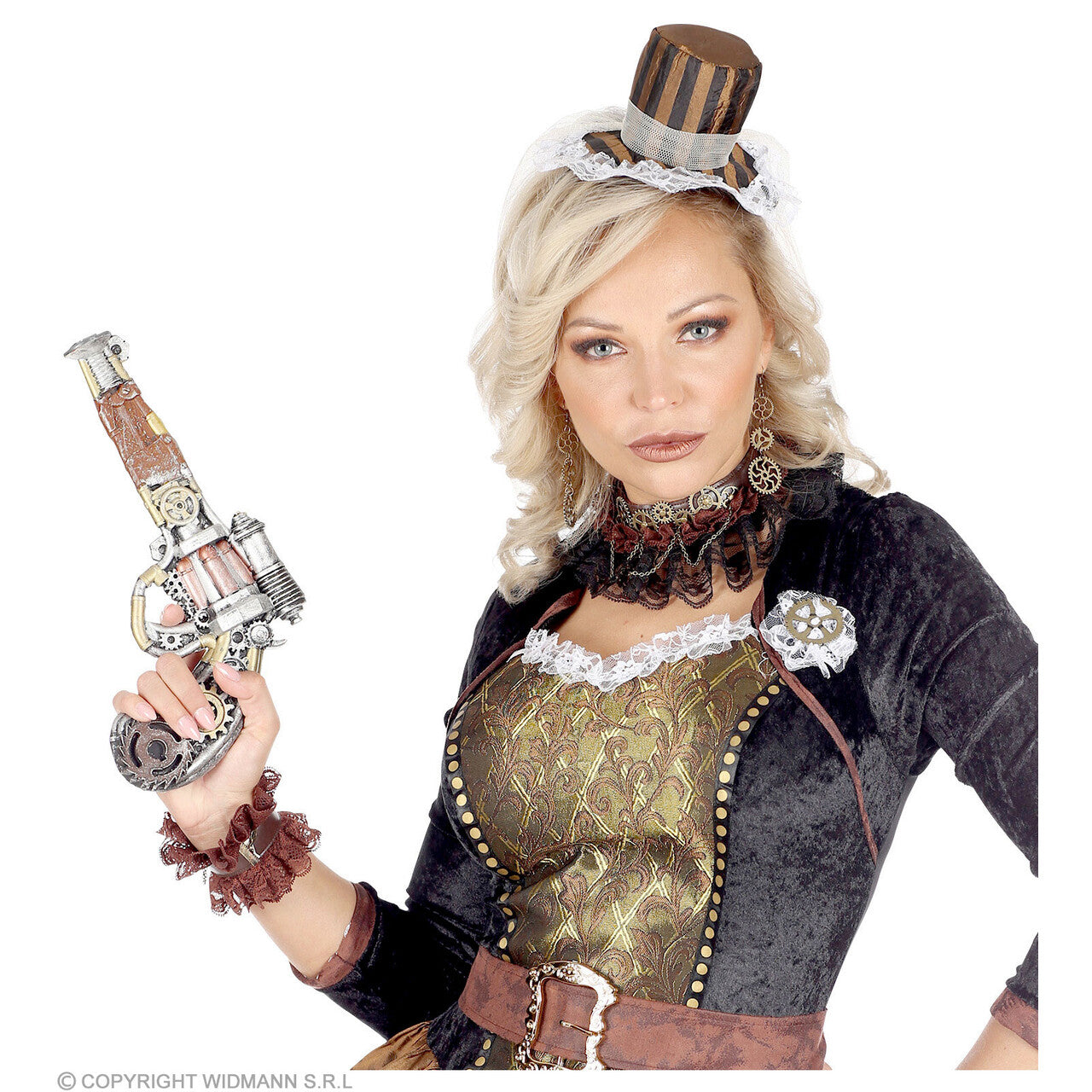 Op deze afbeelding zie je een Accessoires, van het merk Widmann. Steampunk Revolver Latex 32 Centimeter