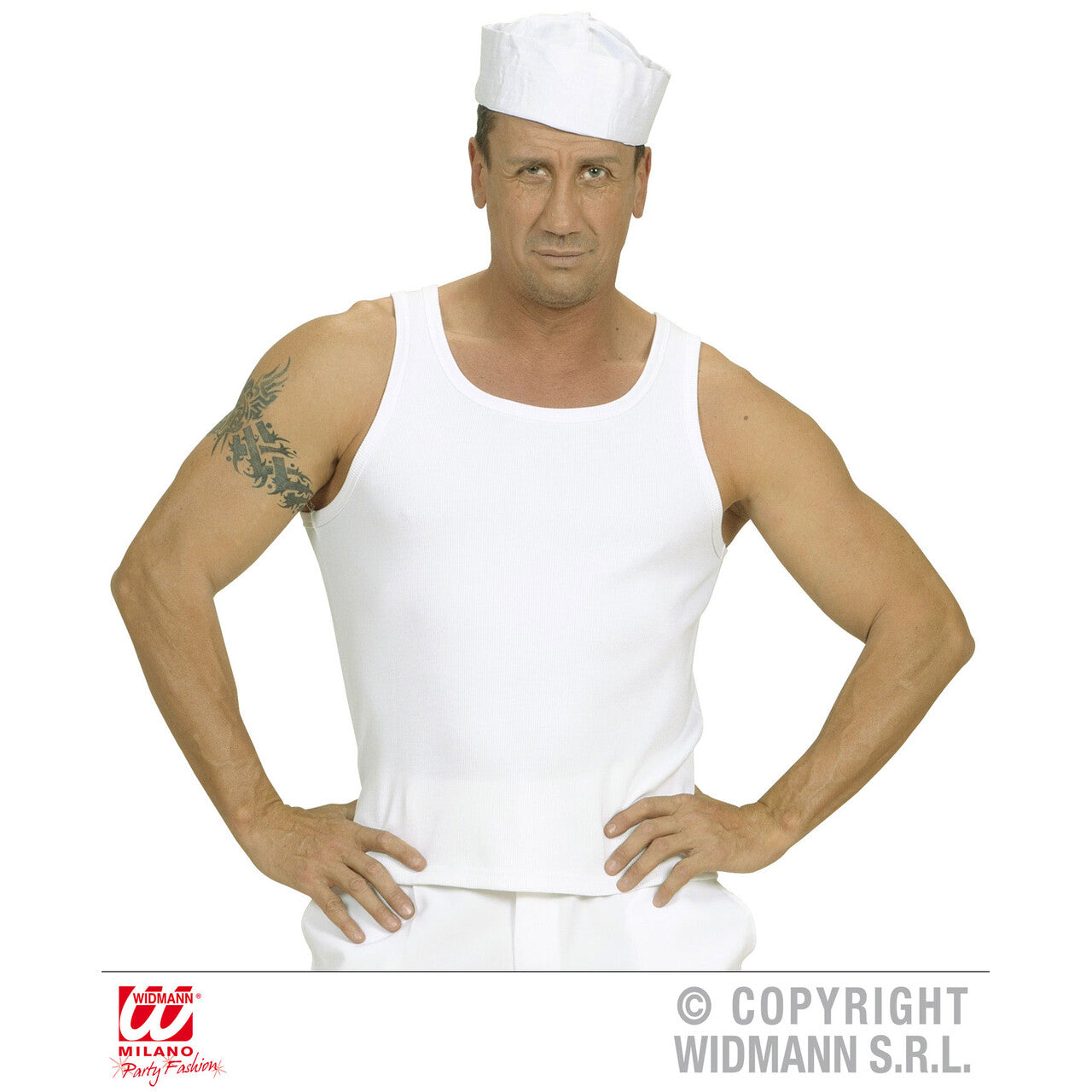 Op deze afbeelding zie je een Kostuums, van het merk Widmann. Lekker Strak Wit Unisex Hemd