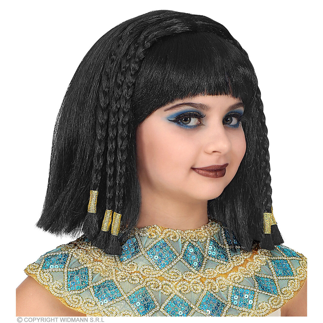 Op deze afbeelding zie je een Accessoires, van het merk Widmann. Cleopatra Pruik Met Veel Vlechtjes