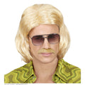 Schräge Blonde 70er-Jahre Dandy Perücke & Schnurrbart