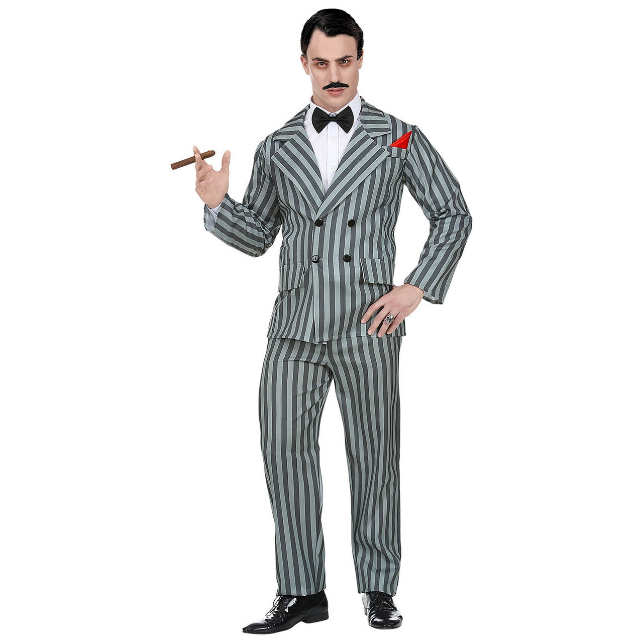 Op deze afbeelding zie je een Kostuums, van het merk Widmann. Originele Krijtstreep Gangster Man Kostuum
