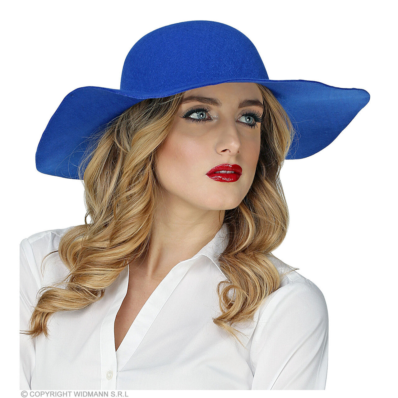 Op deze afbeelding zie je een Accessoires, van het merk Widmann. Blauwe Hippie Hoed Brede Rand