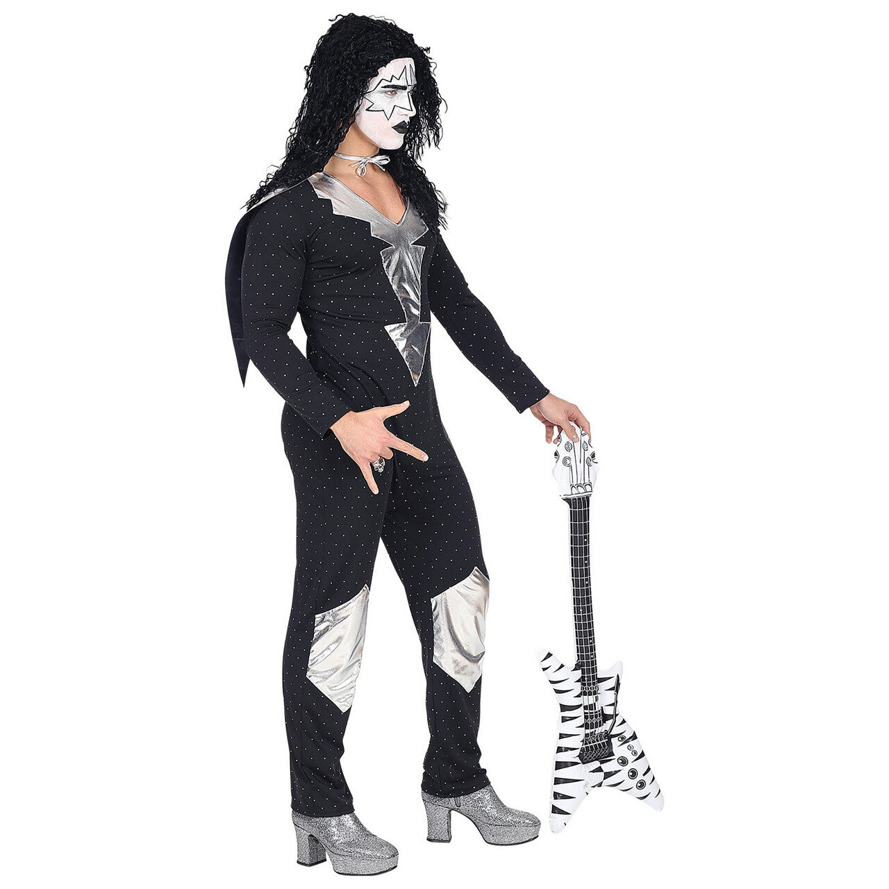 Op deze afbeelding zie je een Kostuums, van het merk Widmann. Heavy Metal Rock Star Kiss Man Kostuum