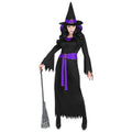 Tiefdunkle Schwarz-Lila Halloweenhexe Damenkostüm