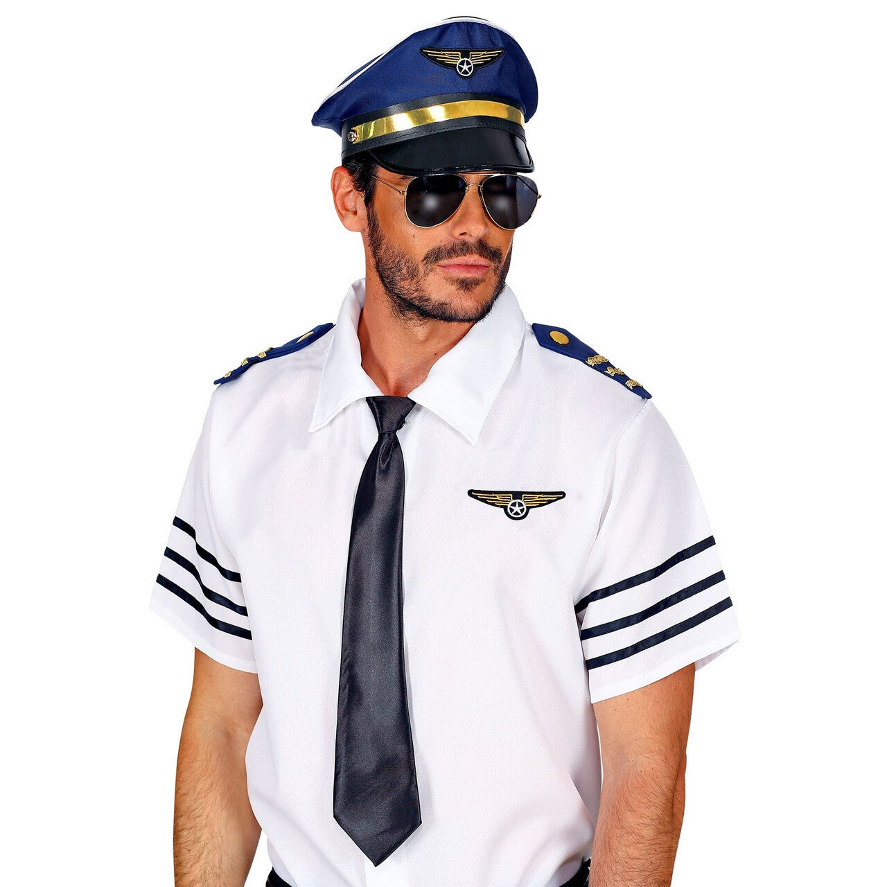 Op deze afbeelding zie je een Accessoires, van het merk Widmann. Vierdelige Set Luchtvaart Piloot