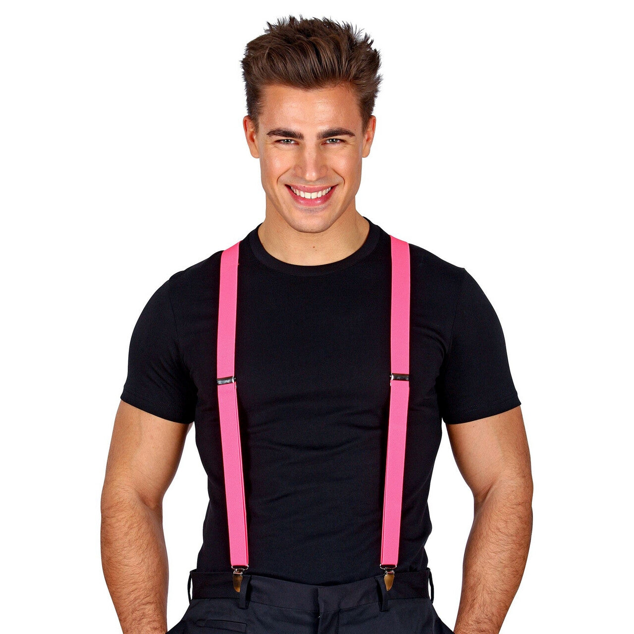 Op deze afbeelding zie je een Accessoires, van het merk Widmann. Bretels Neon Roze
