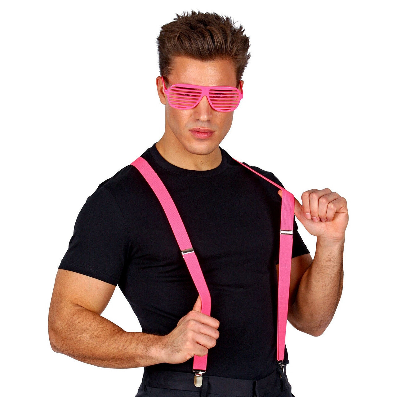 Op deze afbeelding zie je een Accessoires, van het merk Widmann. Bretels Neon Roze