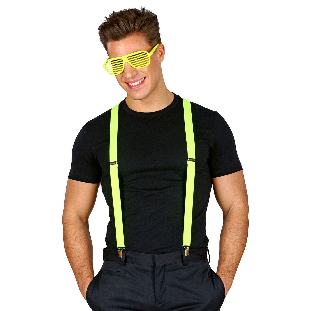 Op deze afbeelding zie je een Accessoires, van het merk Widmann. Bretels Neon Geel