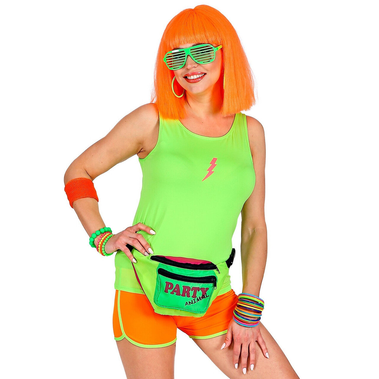 Op deze afbeelding zie je een Kostuums, van het merk Widmann. Tanktop Neon Groen Vrouw