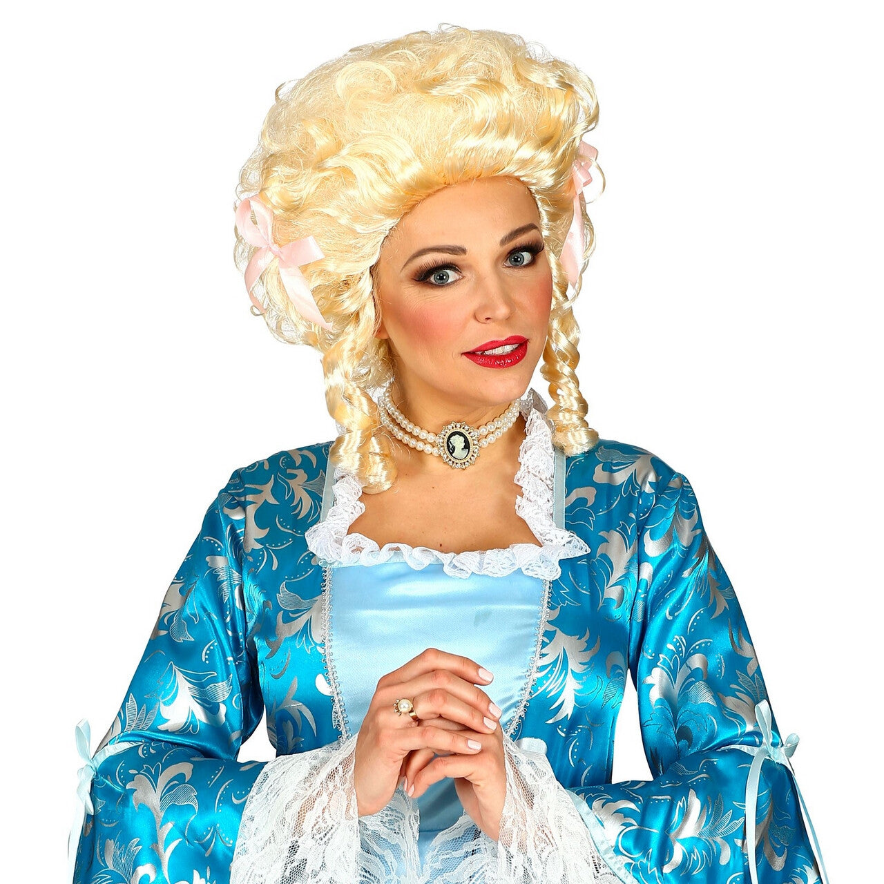 Op deze afbeelding zie je een Accessoires, van het merk Widmann. Pruik Koloniale Vrouw Blond