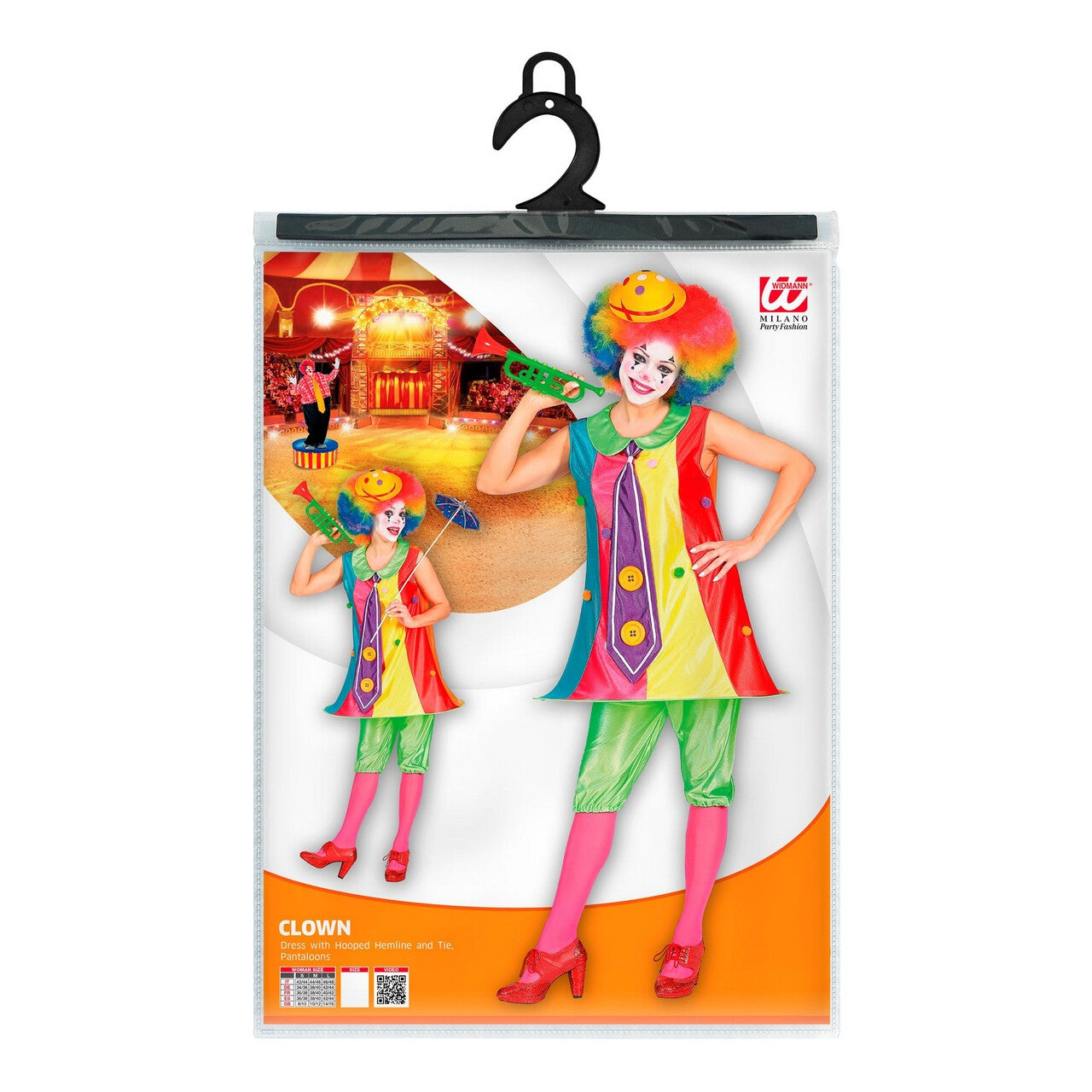 Op deze afbeelding zie je een Kostuums, van het merk Widmann. Hoepelrok Clown Circus Van De Lach Vrouw Kostuum