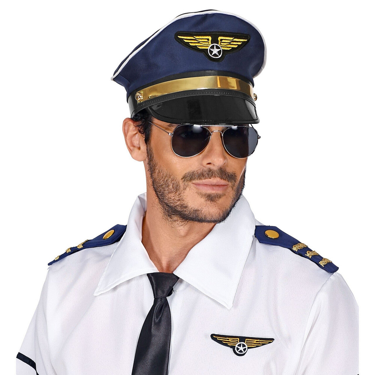 Op deze afbeelding zie je een Accessoires, van het merk Widmann. Verstelbare Pilotenpet Golden Wings