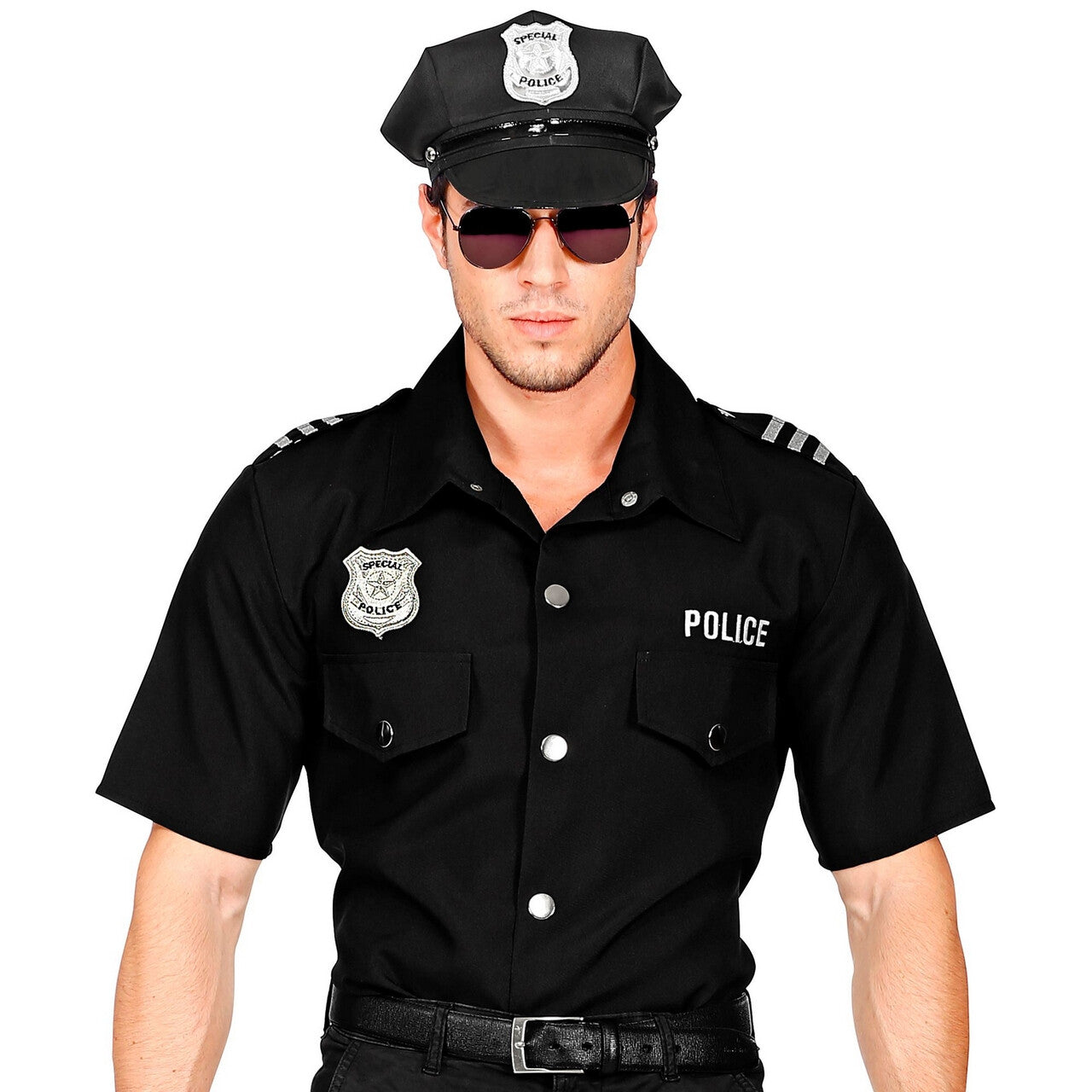 Op deze afbeelding zie je een Kostuums, van het merk Widmann. Uniform Shirt Politie Agent Man