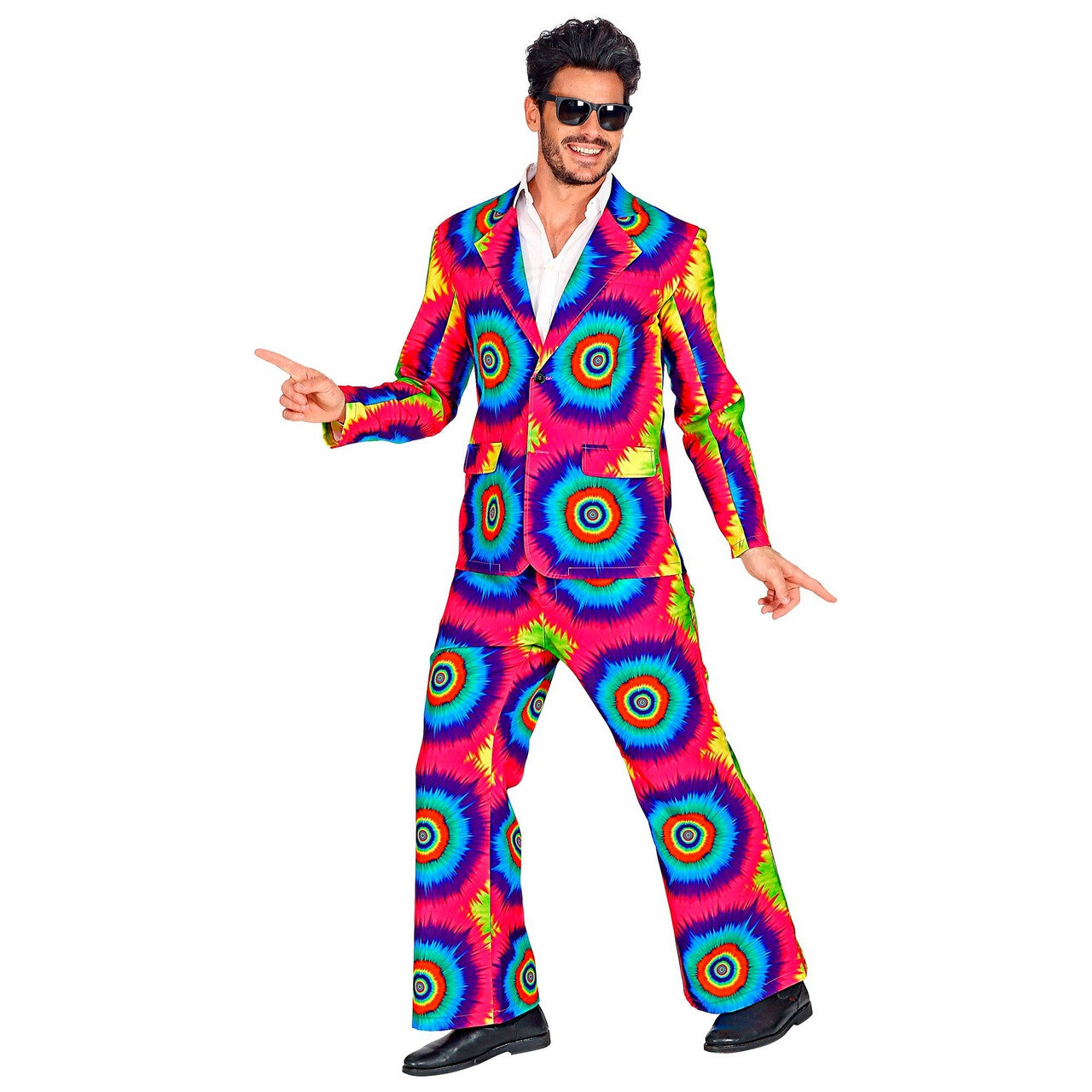 Op deze afbeelding zie je een Kostuums, van het merk Widmann. Psychedelisch Tie Dye Jaren 60 Man Kostuum