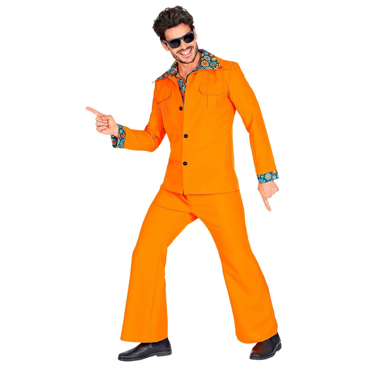 Op deze afbeelding zie je een Kostuums, van het merk Widmann. Oranje 1974 Stijl Man Kostuum