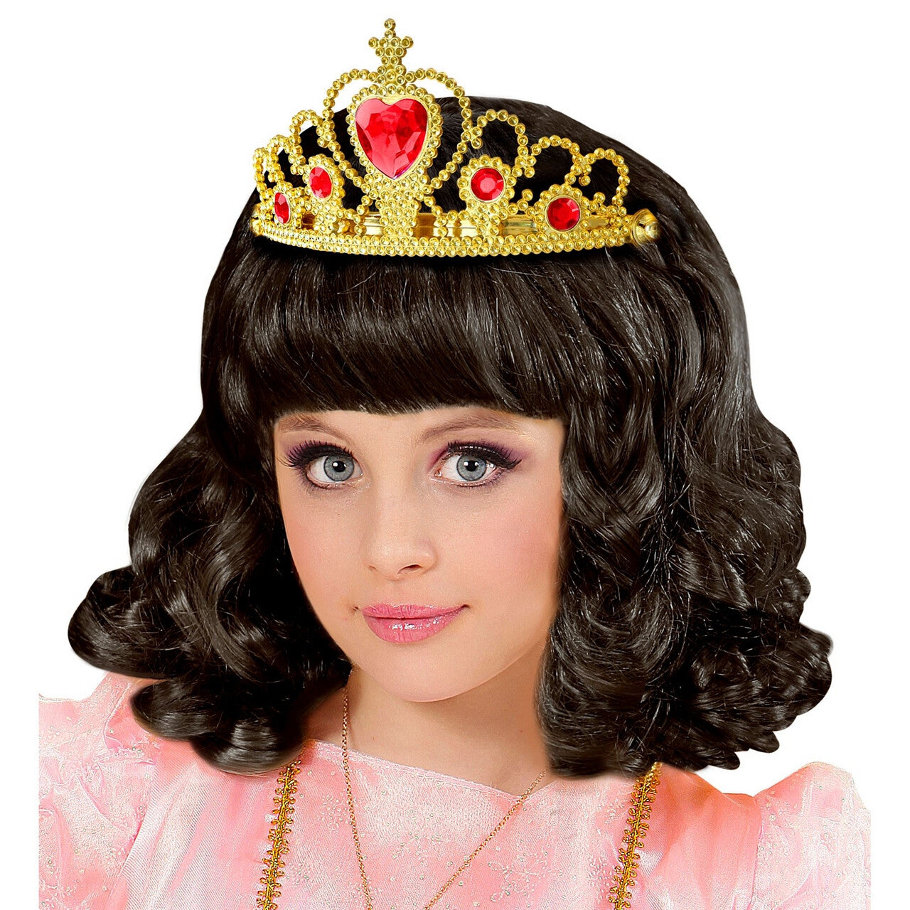 Op deze afbeelding zie je een Accessoires, van het merk Widmann. Gouden Tiara Met Rode Steentjes Prinses