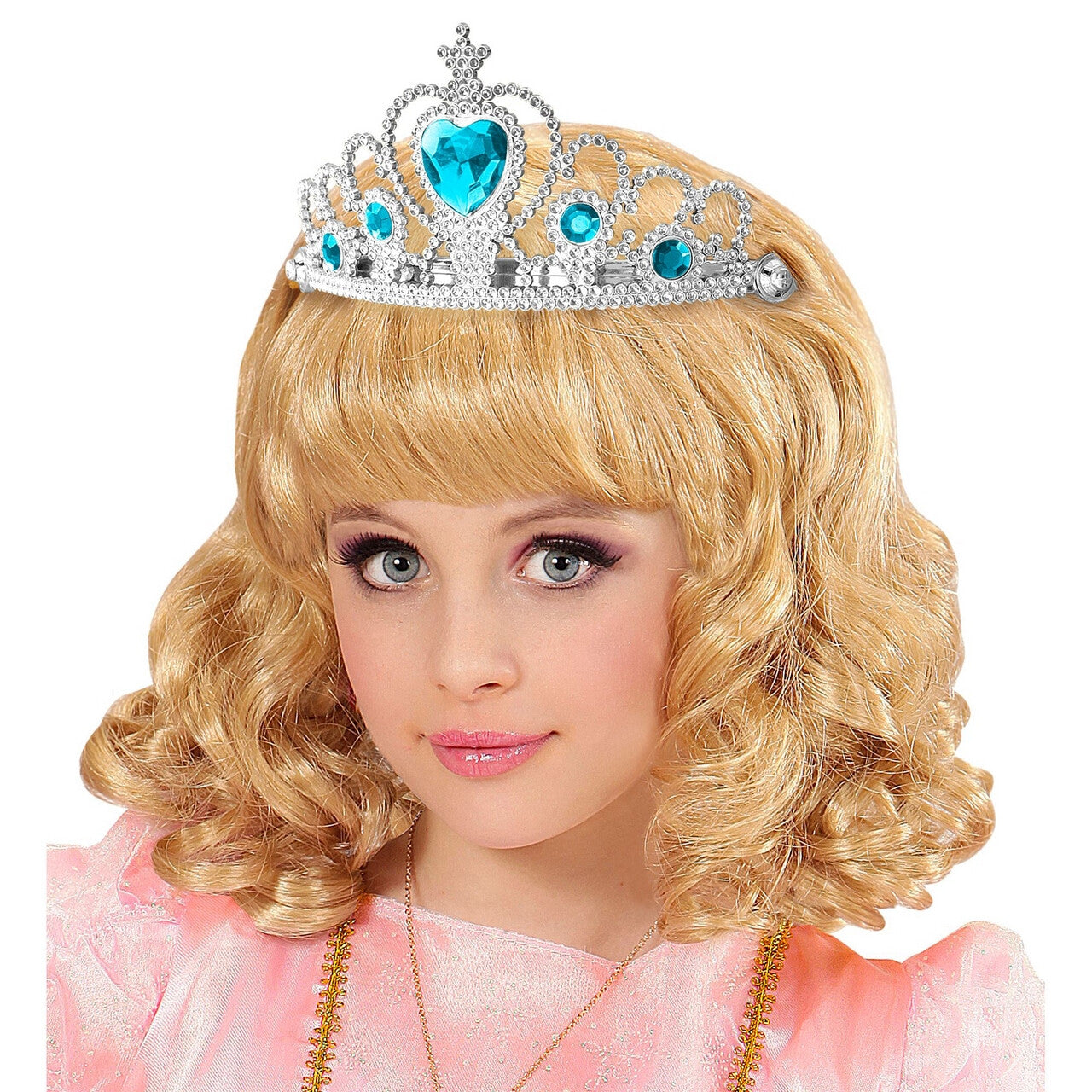 Op deze afbeelding zie je een Accessoires, van het merk Widmann. Zilveren Tiara Met Turquoise Steentjes Prinses