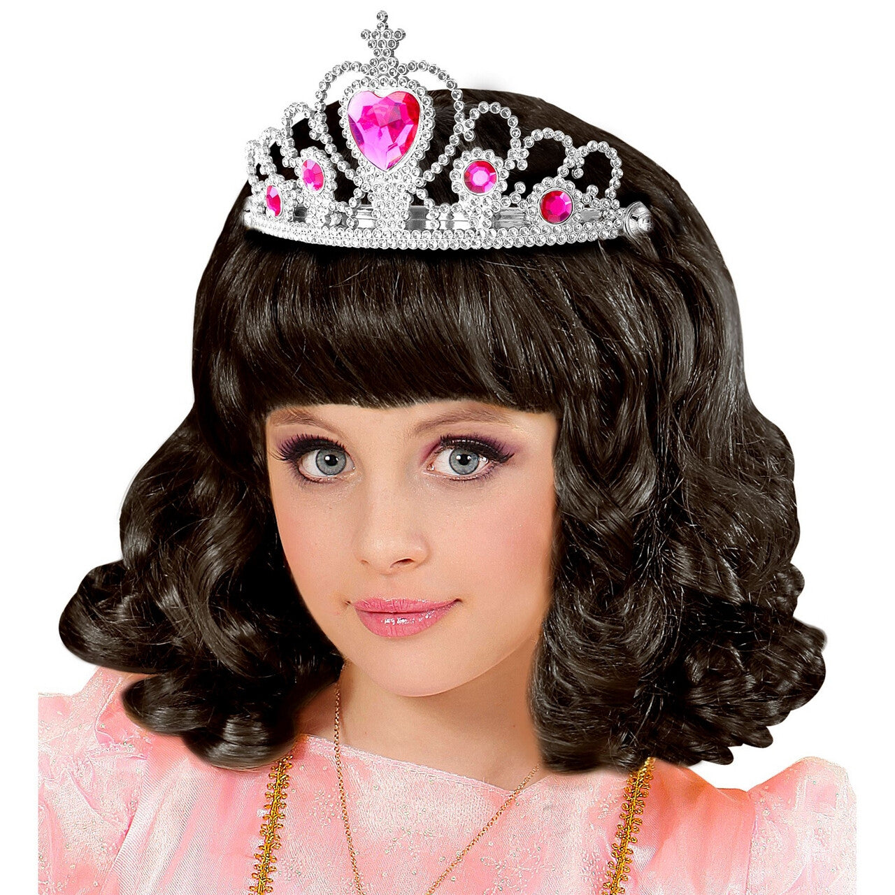 Op deze afbeelding zie je een Accessoires, van het merk Widmann. Zilveren Tiara Met Roze Steentjes Prinses