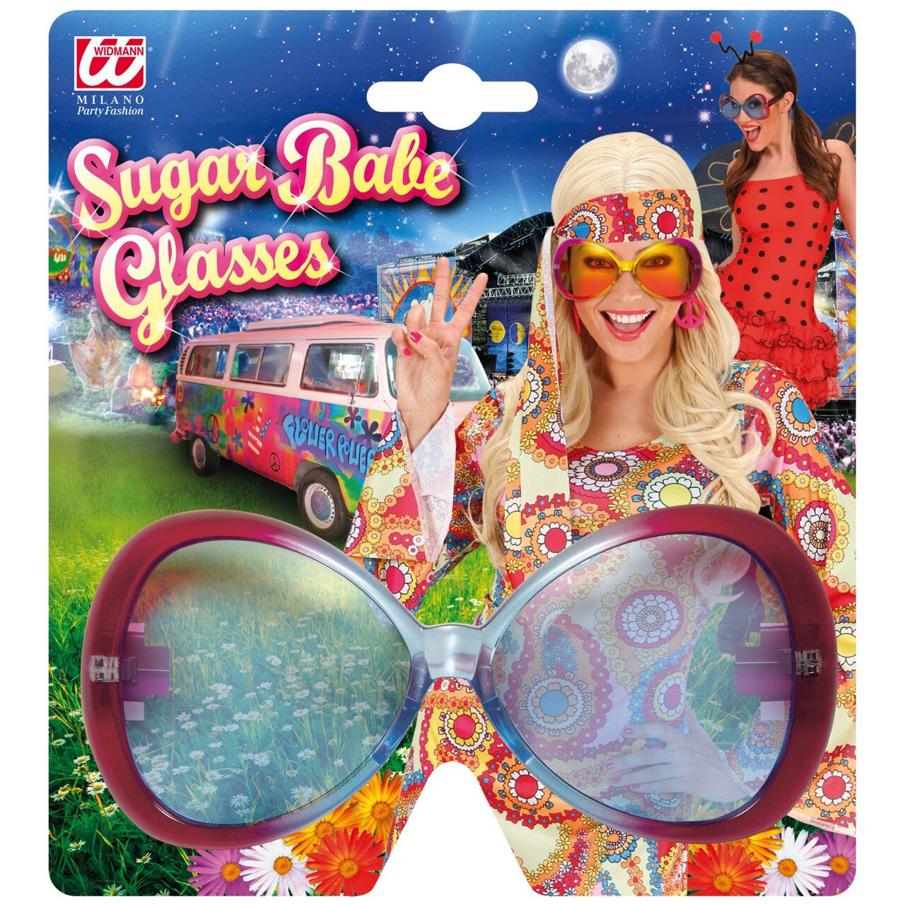 Op deze afbeelding zie je een Accessoires, van het merk Widmann. Bril Sugarbabe Rood Blauw