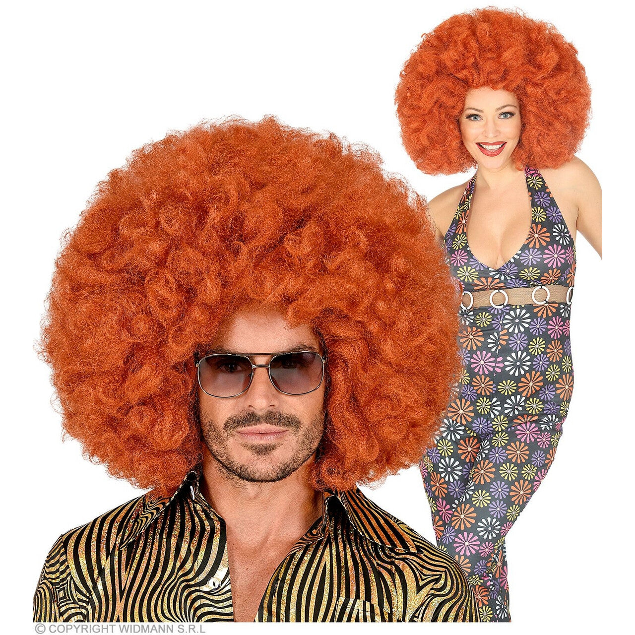 Op deze afbeelding zie je een Accessoires, van het merk Widmann. Mega Grote Afro Pruik Koper Rood Oboema