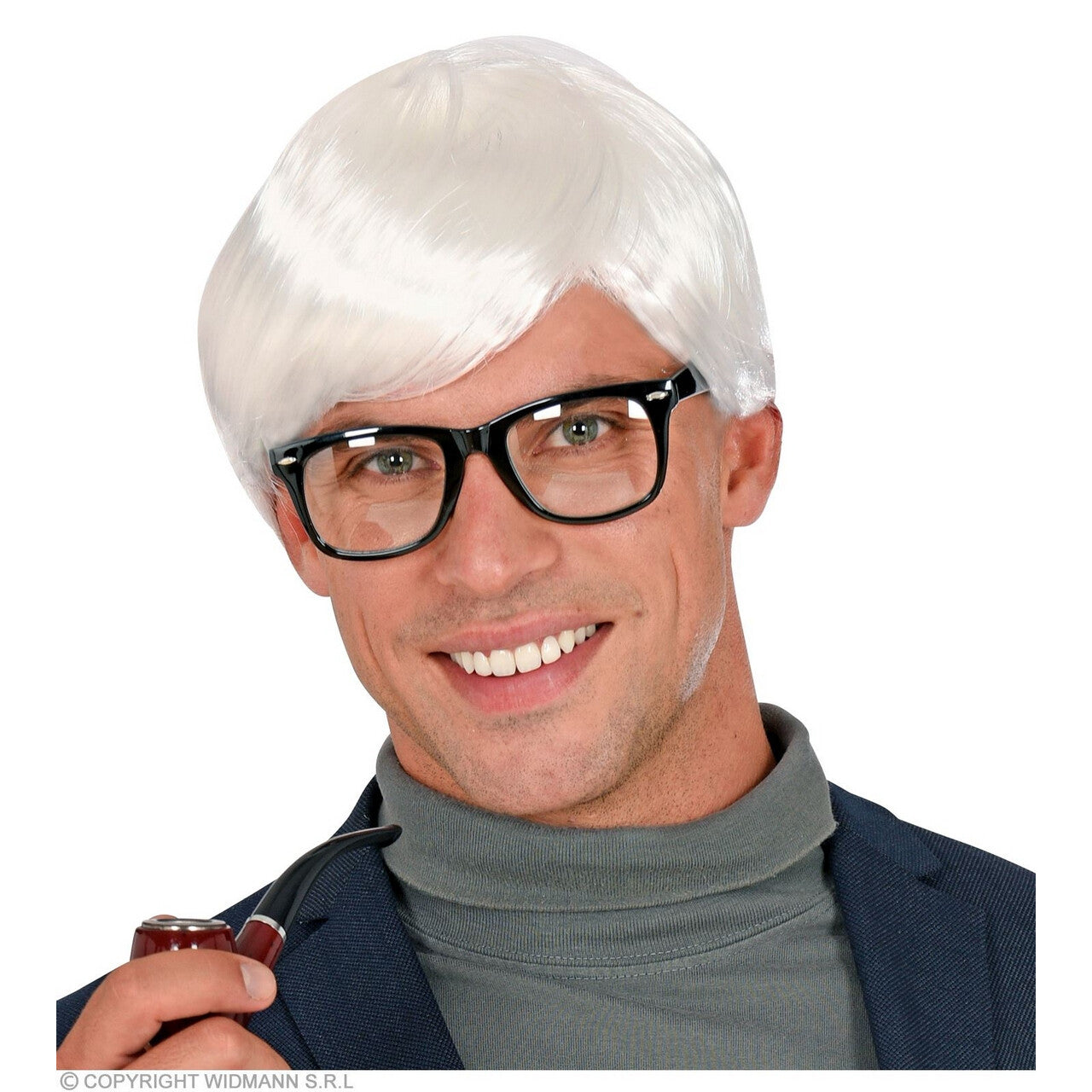 Op deze afbeelding zie je een Accessoires, van het merk Widmann. Hemels Witte Pruik Alfred 60s