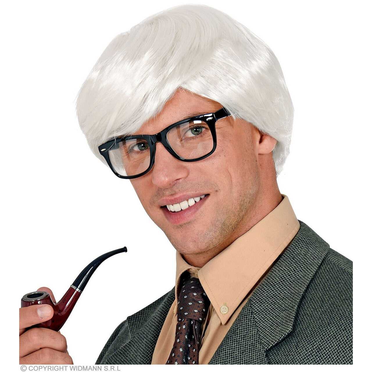 Op deze afbeelding zie je een Accessoires, van het merk Widmann. Hemels Witte Pruik Alfred 60s