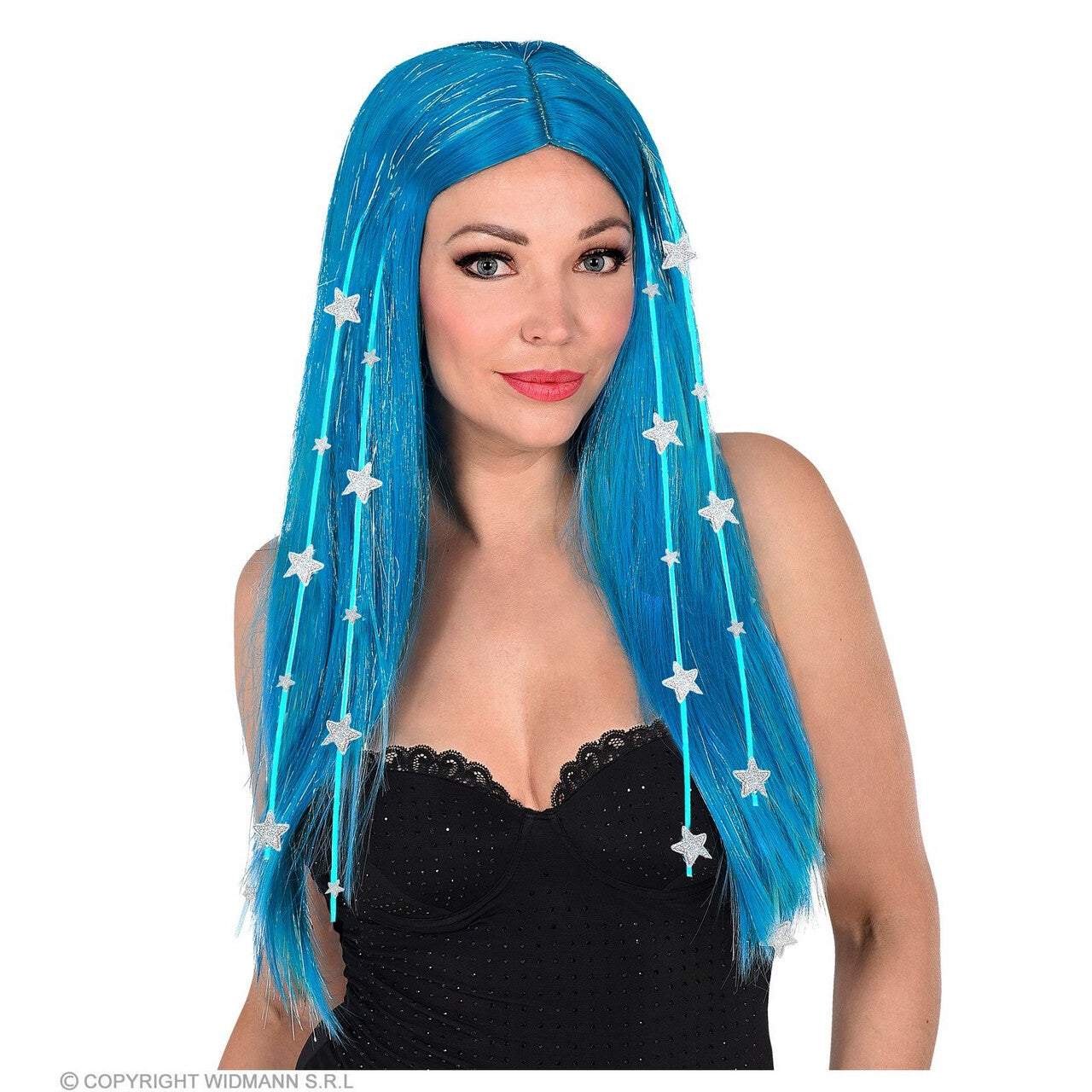 Op deze afbeelding zie je een Accessoires, van het merk Widmann. Starry Hair Droomhaar Pruik Blauw