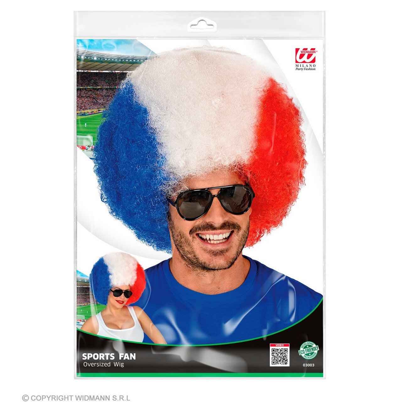 Op deze afbeelding zie je een Accessoires, van het merk Widmann. Super Afro Pruik Frankrijk