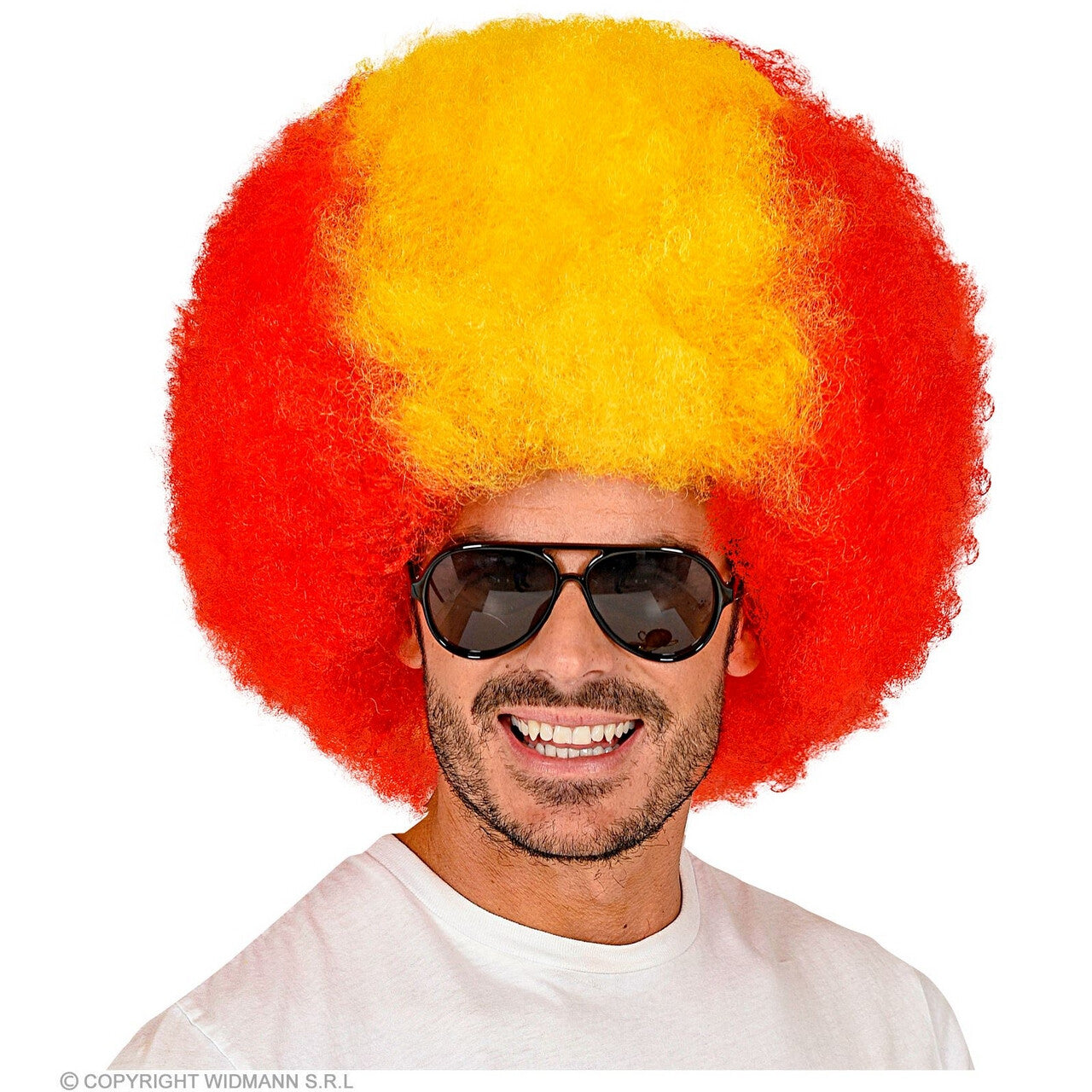 Op deze afbeelding zie je een Accessoires, van het merk Widmann. Super Afro Pruik Spanje