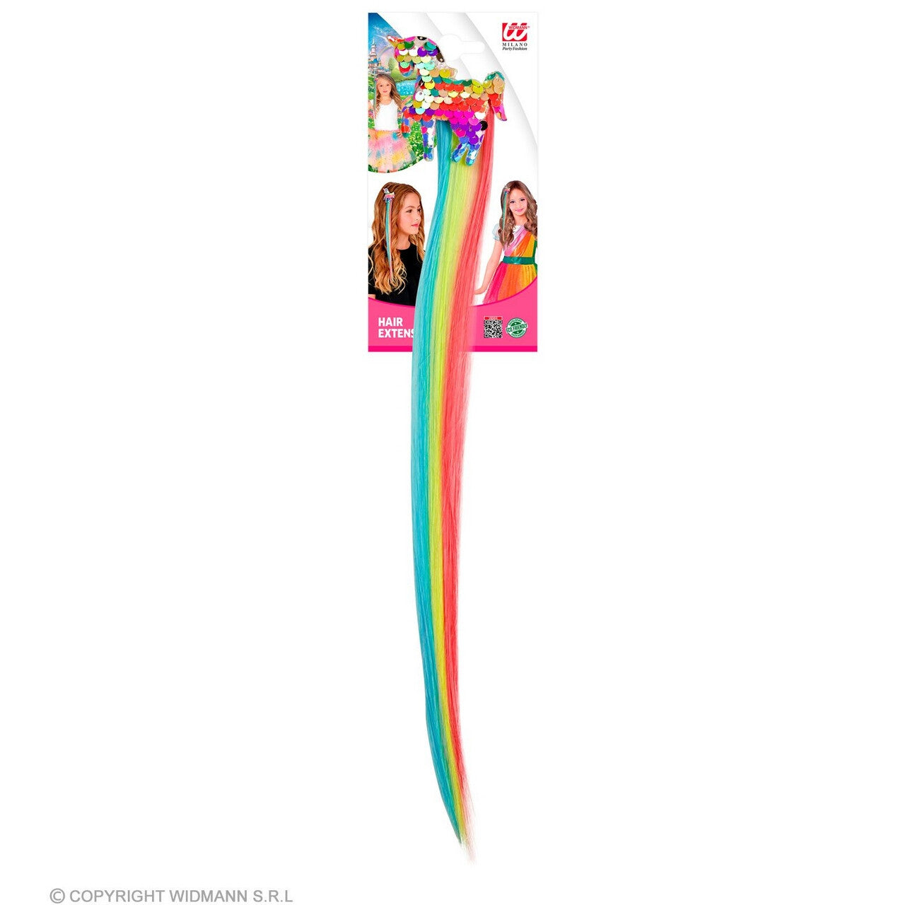 Op deze afbeelding zie je een Accessoires, van het merk Widmann. Hair Extension My Little Eenhoorn