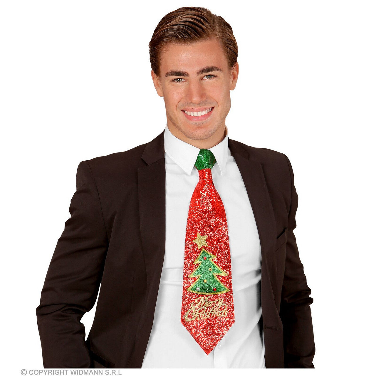 Op deze afbeelding zie je een Accessoires, van het merk Widmann. Sparkle Xmas Stropdas Rood