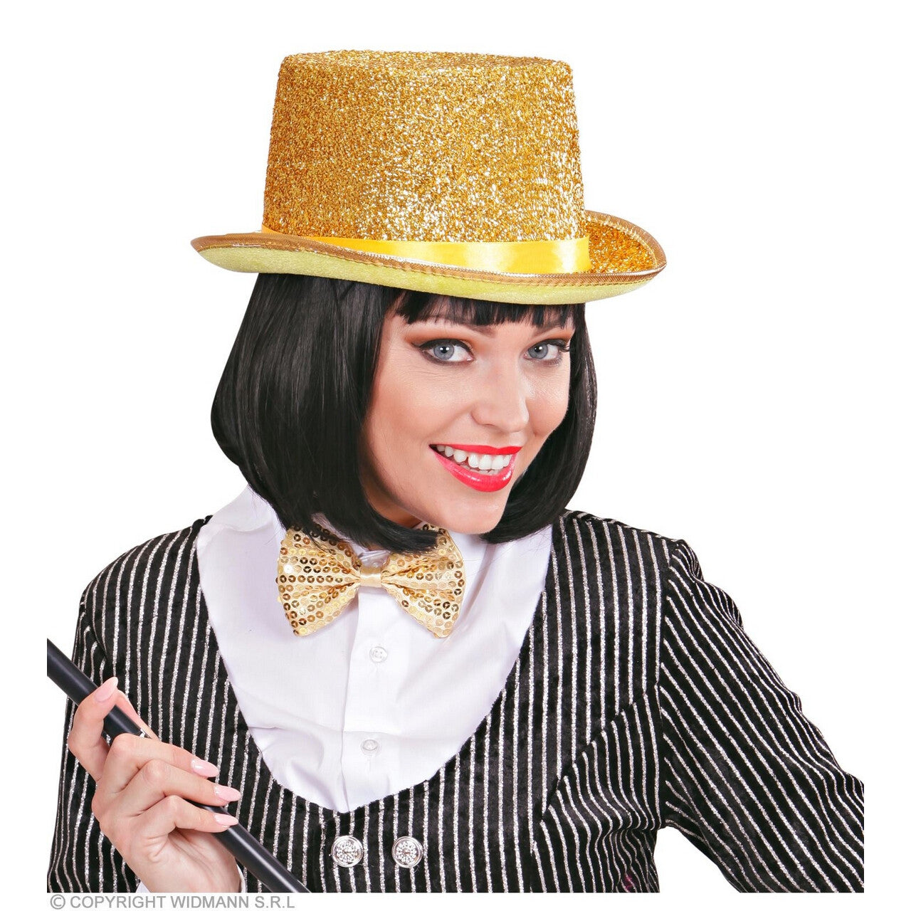 Op deze afbeelding zie je een Accessoires, van het merk Widmann. Gouden Show Meester Hoed, Lurex