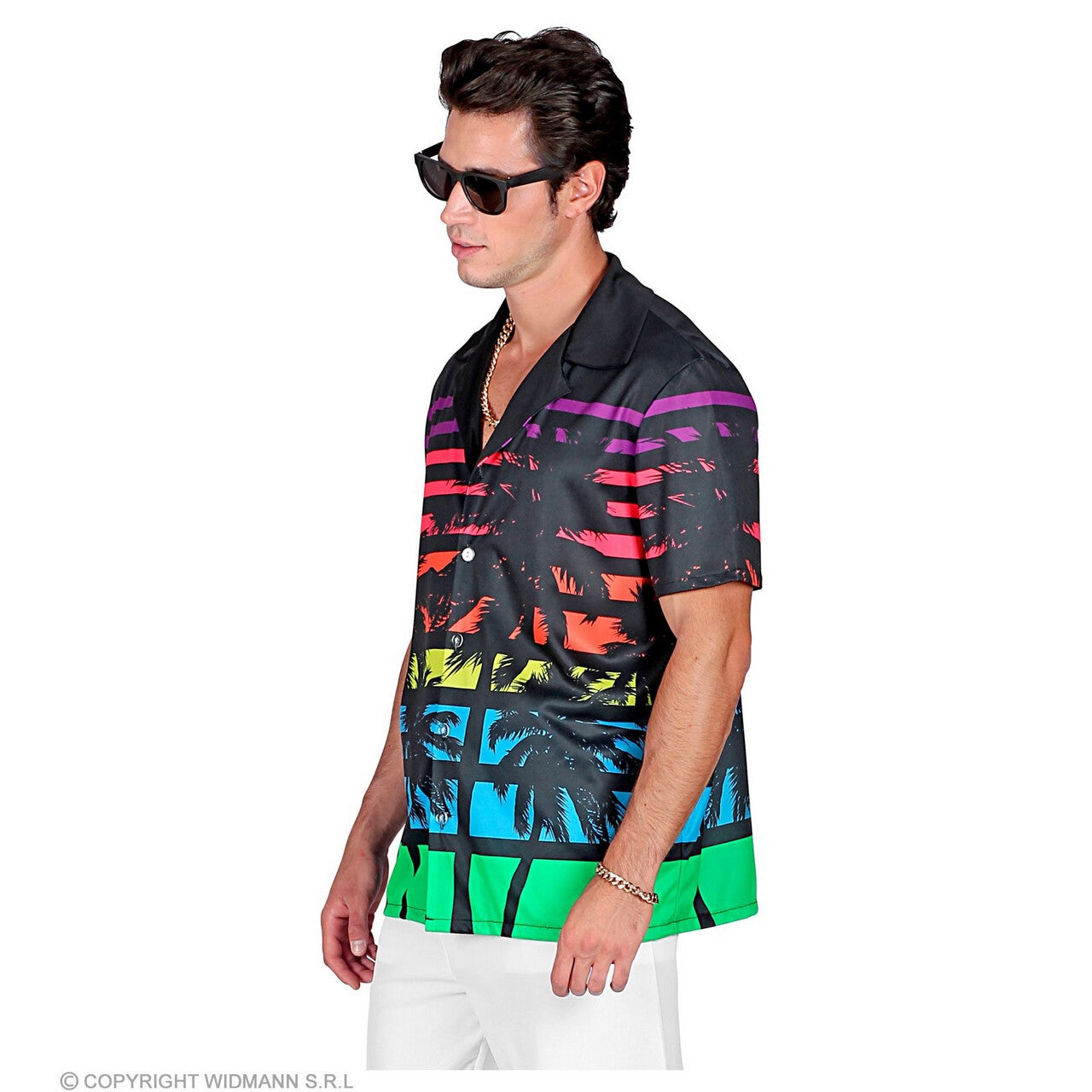Op deze afbeelding zie je een Kostuums, van het merk Widmann. 80s Miami Palm Shirt Man