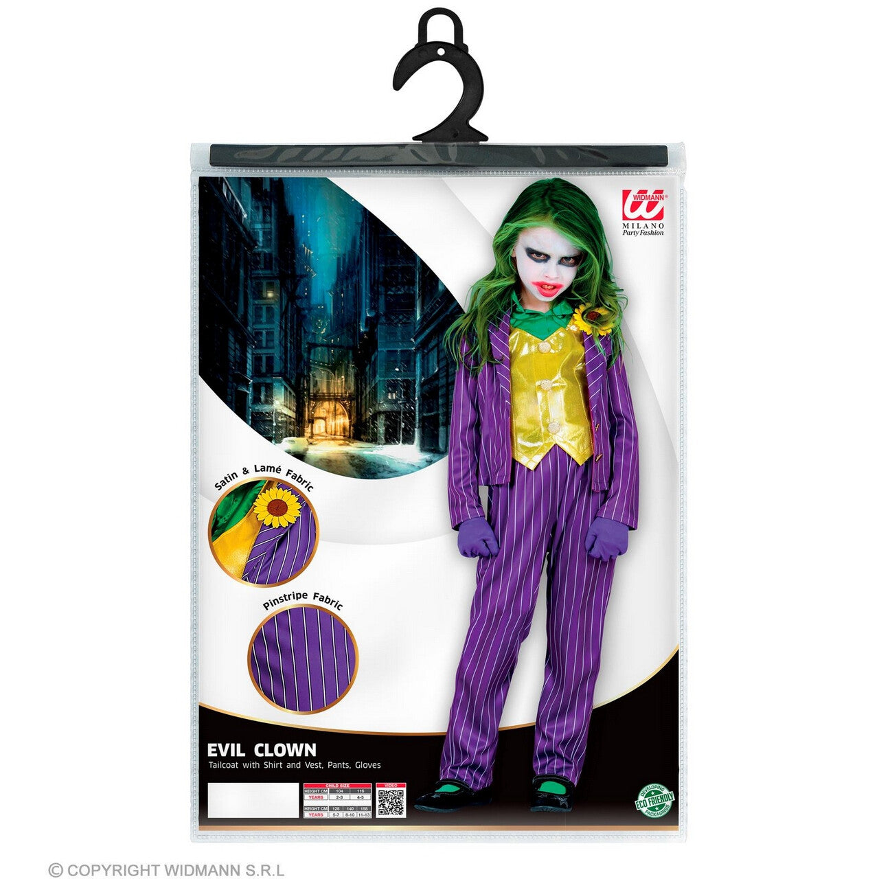 Op deze afbeelding zie je een Kostuums, van het merk Widmann. Plagerige Joker Joke Meisje Kostuum