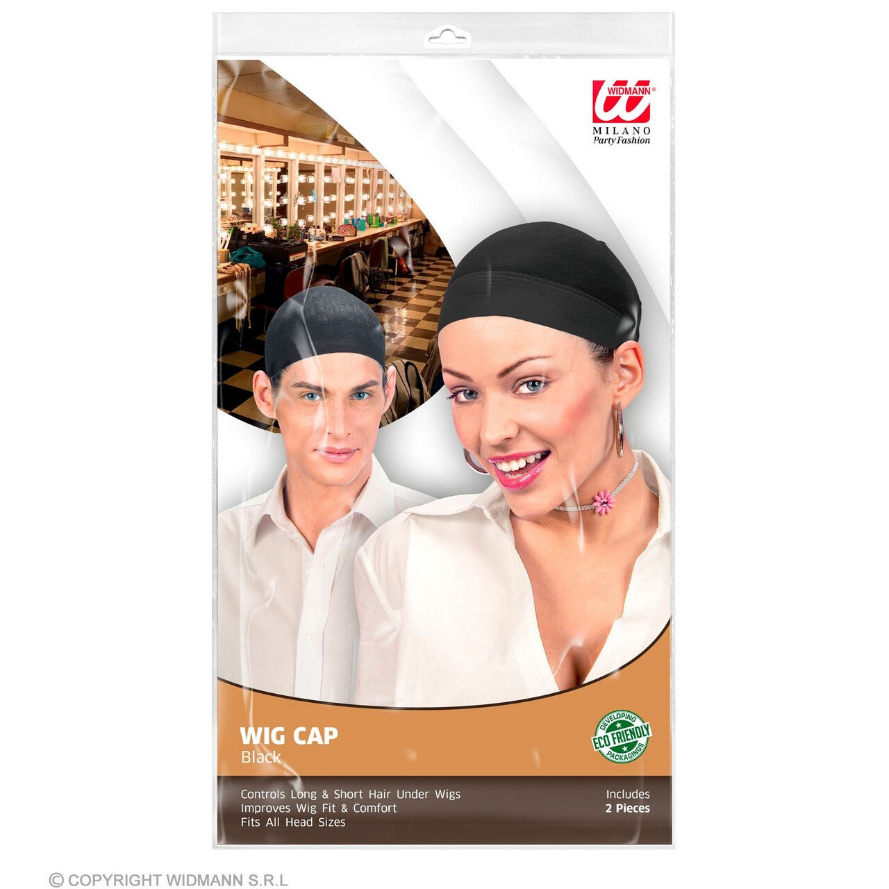 Op deze afbeelding zie je een Accessoires, van het merk Widmann. Handig Pruikenkapje Zwart
