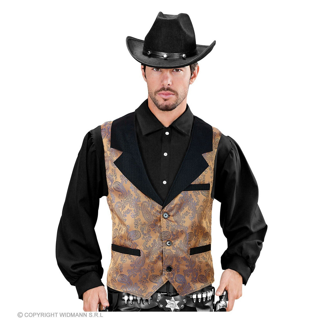 Op deze afbeelding zie je een Kostuums, van het merk Widmann. Steampunk Western Vintage Gilet Man