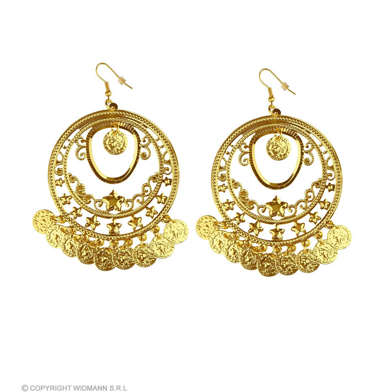 Op deze afbeelding zie je een Accessoires, van het merk Widmann. Oorbellen Goud Met Muntjes Gipsy